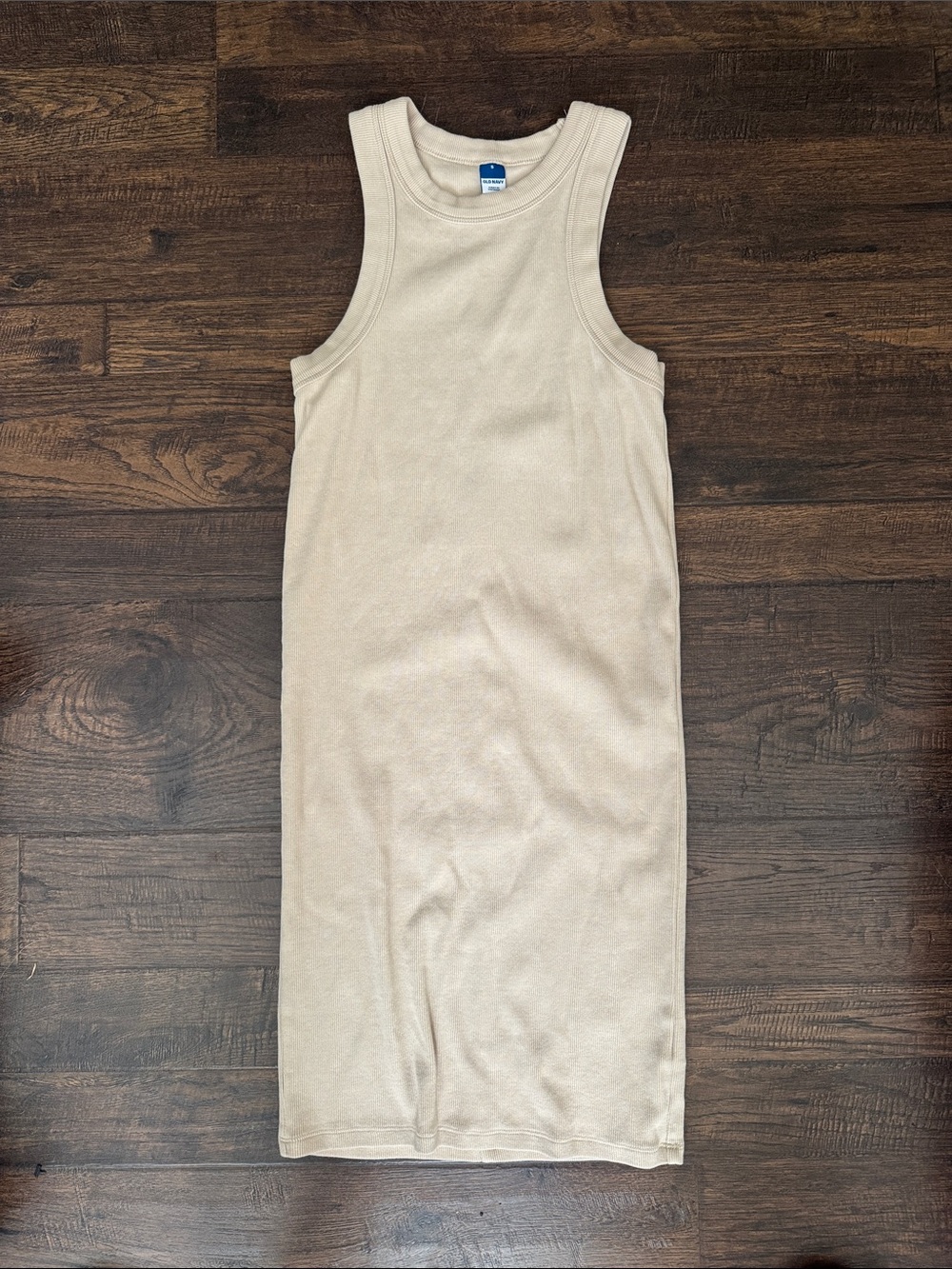 Old Navy Cream Ribbed Tank Midi Dress